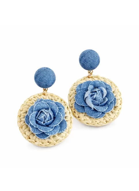 denim flower boho earrings women