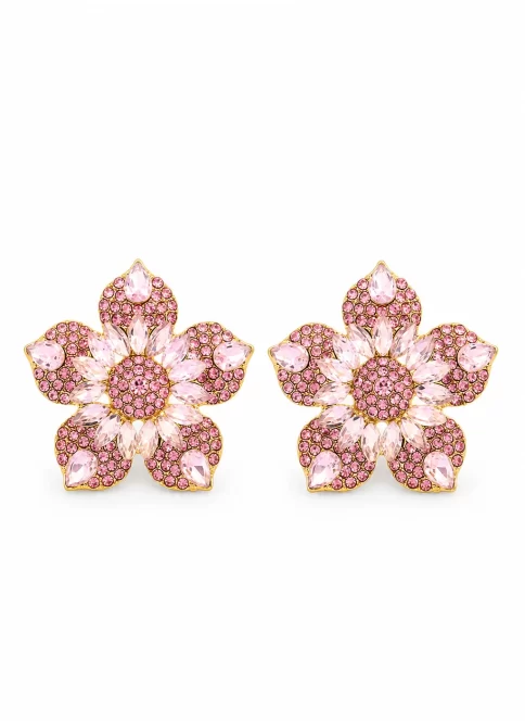 pink orchid floral earrings women