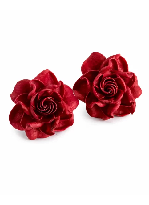 red rose floral earrings women