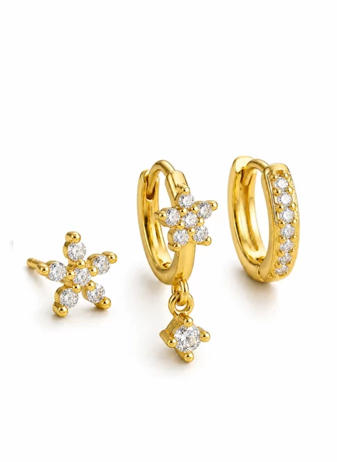 triple floral stud earring set women
