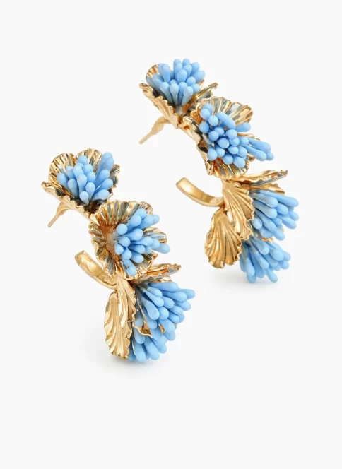 blue floral earrings women