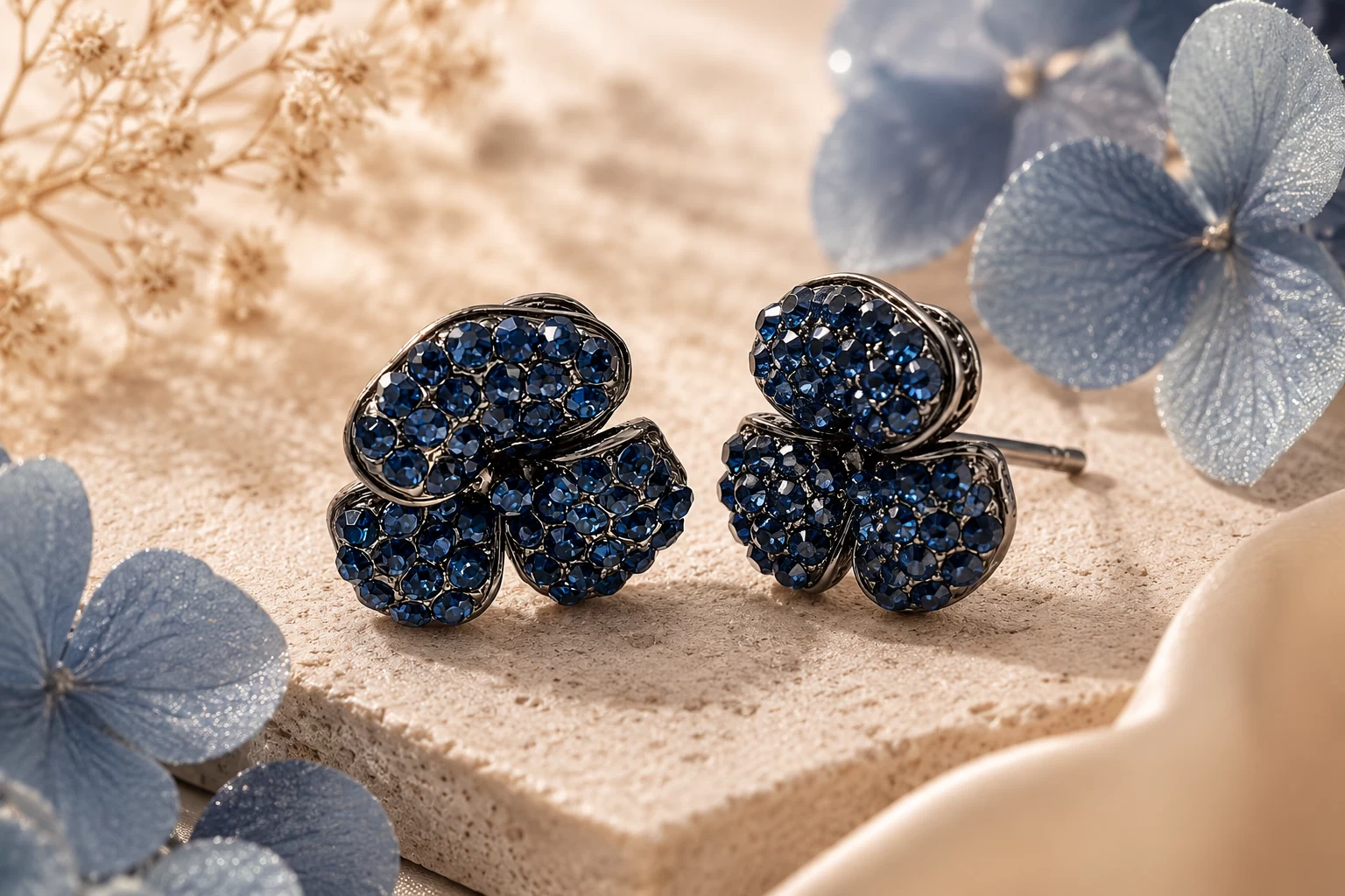 Blue Flower Stud Earrings — A Little Piece of Midnight Sky
